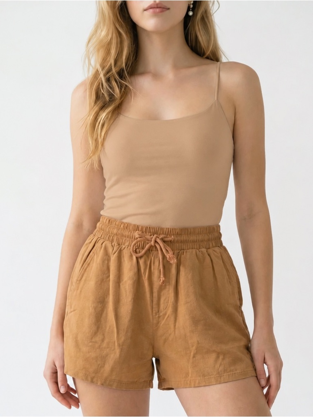 Torrid Women's Brown Linen Blend Chino Shorts Size 00 Casual Summer